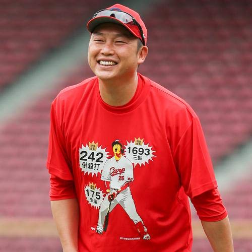 Amazon.co.jp: 広島東洋カープ 栄光の新井Tシャツ(赤）通算成績Ver. (O)