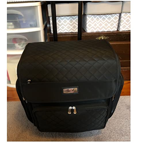 Deluxe Collapsible Rolling Scrapbook Case Black Quilted, Rolling Papercraft Craft Case Black Quilted, Scrapbook Tote Bag Wheels For Scrapbooking & Art, Travel Organizer Storage #TOP4