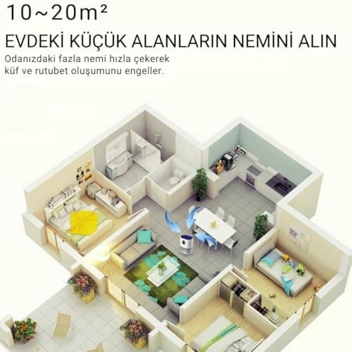 Coofbe 2000ml Işıklı Banyo Mutfak Dolap Nem Alma Cihazı Mantar Rutubet Nem Küf Önleyici Dehumidifer - Görsel 6