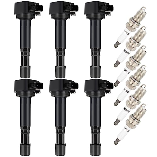 OCPTY spark plugs and coils Fits 2003-2006 for Acura MDX 3.5L,2003-2006 for Acura MDX 6 Ignition Coils with 6 Iridium Spark Plugs coils for UF400 ignition coil pack 3-Pins