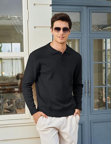 Cotrasen Mens Sweater Polo Long Sleeve Polo Shirt Casual Lightweight Knit Pullover Shirts with Collar Sweater3