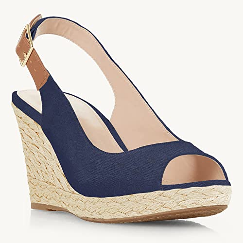 Image of Juliet Holy Womens Wedge Sandals Peep Toe Espadrilles Platform Ankle Strap Slingback Comfort Summer Dressy Shoes