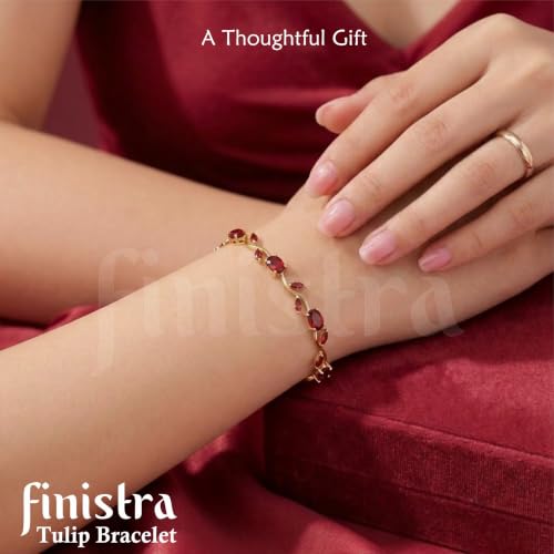 Image of finistra Tulip Bracelet for Women Stylish | Gold Plated Crystal Floral Jewellery | Adjustable Chain for Women & Girls Stylish | Elegant Tulip Bracelet for Women, Party & Daily Wear Accessory