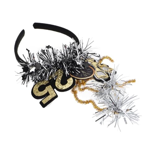 SHERCHPRY 2025 Diadema De Reloj Accesorios De Nochevieja Cintas Para El Pelo De Nochevieja Con Purpurina De Fiesta De Año Nuevo Diadema De Año Nuevo Metal Black