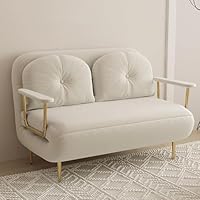 Poltrona Letto 3 In 1 HomCom - Schienale Reclinabile E Gambe A Scomparsa, Tessuto Lino Beige | Salvaspazio E Comoda - Foto 5