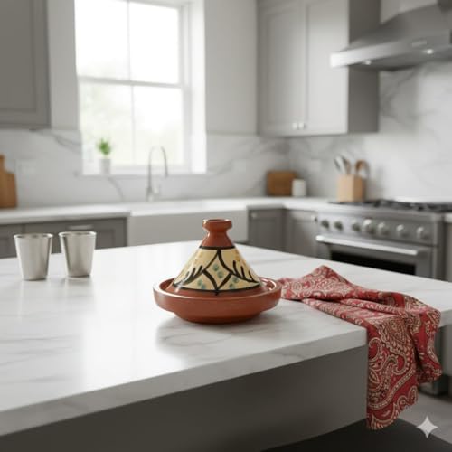 Tajine Pentola Terracotta Piatto Etnico Dipinta a Mano Tradizionale Marocchina Tunisina M 22cm 1811251112 E-Book Omaggio