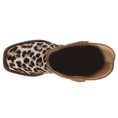 ROPER Kids Girls Glitter Leopard Square Toe Casual Boots Mid Calf - Brown4