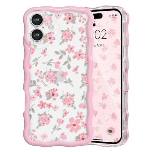 Coque iPhone 16 fleur rose transparente antichoc en TPU souple pour fille