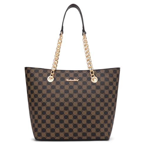Montana West Bolsa feminina com alça superior com corrente, Um café, One Size