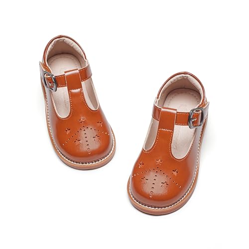 Image of Kiderence Toddler Girl Mary Jane School Uniform Dress Shoes Oxford Flats | Wide Toe Box Great Comfort for Student Shoe and Flower Girl Shoe for Wedding, Parties, Church