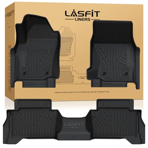 Image of LASFIT Floor Mats for Toyota Tacoma 2024-2026 Double Cab Gas Manual Tran Only (Not Fit Hybrid & Xtra Cab & Auto Trans) All Weather TPE Floor Liners for Custom Fit Tacoma Front&Rear 2 Row Mats