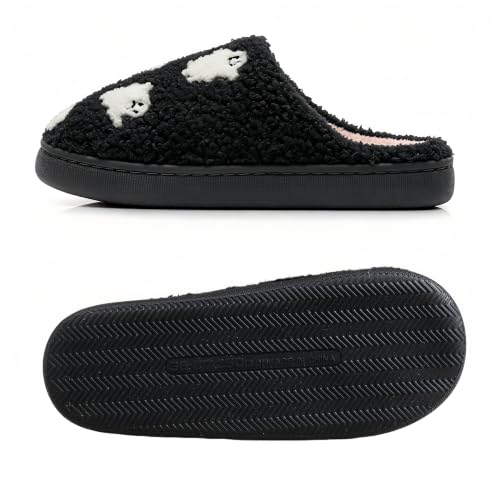 Image of Christmas Slippers Winter Warm Plush Pattern Slippers Soft Non-Slip Indoor House Shoes for Men Women