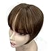 Anemone 10 inch Middle Part Straight Real Human Hair Topper Small Thin Clip in Hair Air Bangs for Mild Hair Loss Red Tone (Warm Brown)