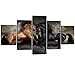 Yatsen Bridge Horses Posters and Prints Modern Landscape Painting Pictures Wall Art for Living Room, Home Decor Gallery-Wrapped Canvas Art 5 Piece Set Framed Ready to Hang (60''W x 32''H)