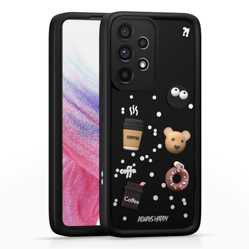 Image of Amazon Basic Back Cover for Samsung Galaxy A53 5G | Cute Fun Cartoon 3D Bear Silicone Full Body Protection Bumper Cover (Black)