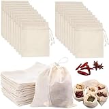 30 Pcs Natural Cotton Spice Bags for Cooking,4x6In Natural Muslin Drawstring Bag,Spice Bags for Cooking Soup/Herb/Loose Leaf Tea, Natural Cotton Small Cheese Cloth Bag for Straining