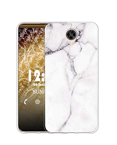 Sunrive Kompatibel mit Meizu MX6 Hülle Silikon, Transparent Handyhülle Schutzhülle Etui Hülle (TPU Marmor Weißer)+Gratis Universal Eingabestift MEHRWEG