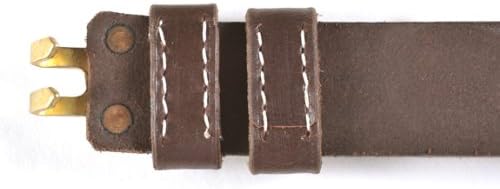 M1907 Military Style Leather Rifle Sling Brass Hardware Dark Brown M1 Garand, M14, 1903 Springfield