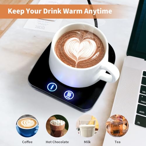 Image of VOBAGA Mug Warmer& Coffee Mug Warmer for Office Desk Use, Candle Warmer with Three Temperature Settings, Coffee Warmer Plate for Cocoa Tea Water Milk with Auto Shut Off After 4 Hours, for Ideal Gifts