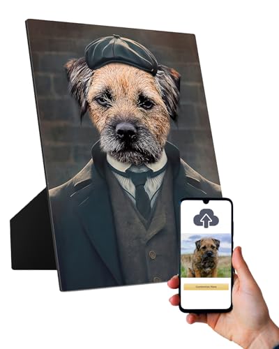 Personalised Pet Portrait Dog TV/FILM Gift From Photo Desktop Picture Frame With Stand Custom Memorial Keepsake Gifts for Dog Lovers Cat Border Collie Bulldog Any Breed A5