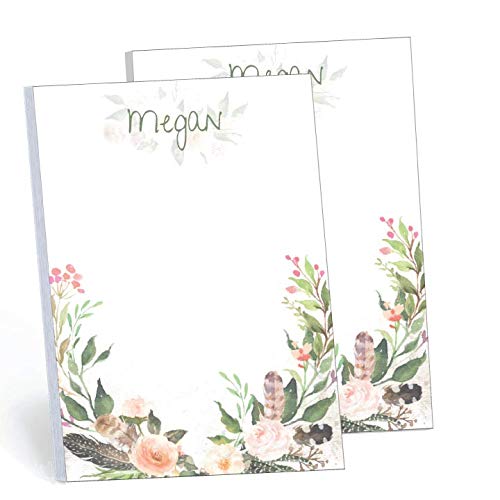 Wrapped in Floral Set of 2 Personalized Memo Pads Notepads, 2 pads - 50 sheets per pad. 5.5” x 8.5”. Made in the USA.
