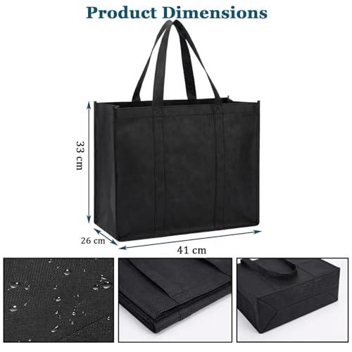 A.S.Marelis 2er Set Große Einkaufstaschen (41x33x26cm), Wiederverwendbarer & Faltbarer Shopper, Stabile Tragetasche aus Vliesstoff, Ideal für Auto, Einkauf & Haushalt