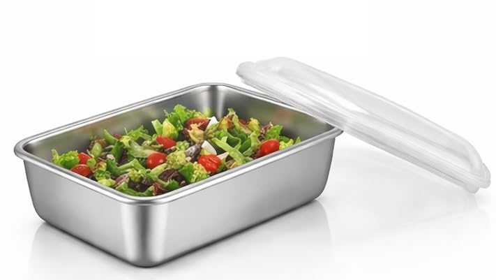 Image of 2000ML Stainless Steel Food Storage Container with Transparent Lid | Stackable Steel Box for Fridge Storage, Meal Prep & Serving | Freezer Safe for Office, Gym, BBQ & Kitchen (1)