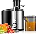GDOR 800W Entsafter Juicer Machine aus Edelstahl 76mm Großem Mund Entsafter Gemüse und Obst 3 Geschwindigkeitsstufen Juicer Schnelles Entsaften Leicht zu Reinigen Zentrifugaler mit Bürste BPA-frei
