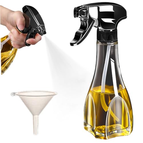 Pulverizador de aceite de cocina, botella pulverizadora de aceite estilo Misto de alta presión de 240 ml con boquilla ajustable, base antideslizante y mango para aceitunas, vinagre y aerosoles de c
