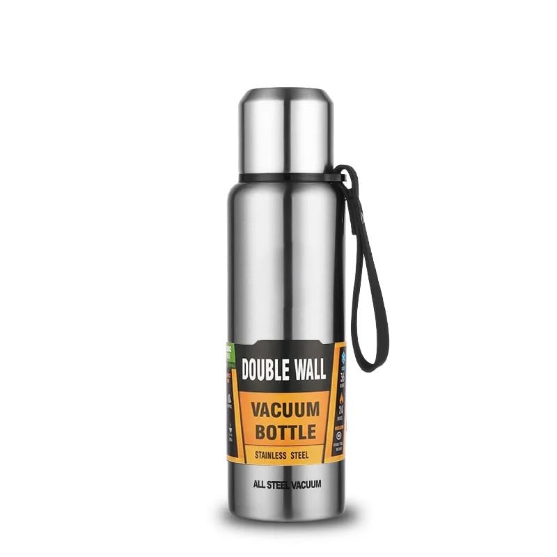 – STELLAR SHOP Large Capacity Stainless Steel Portable Vacuum Flask Insulated Tumbler with Rope,750 ml,Flask for Hot & Cold Water, Leak-Proof BPA Free for Sports, Office,Gym (SILVER)