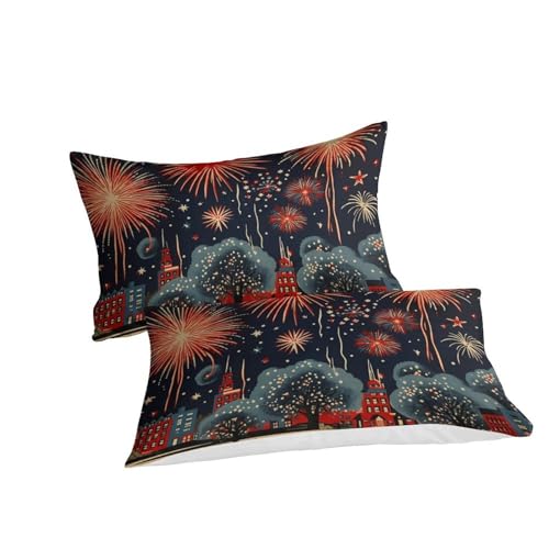 Parure de lit 220x240 Fireworks en microfibre douce avec fermeture éclair et taies - 3