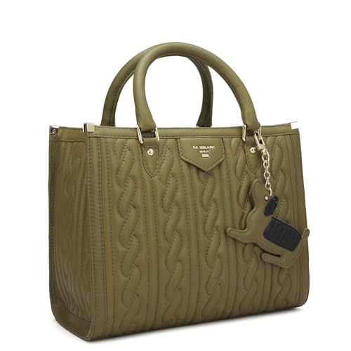 Image of Da Milano Leather Satchel Bag for Women - Olive