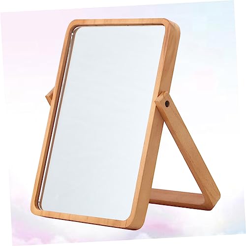 Espejo de maquillaje de escritorio de madera minkissy miniatura 7