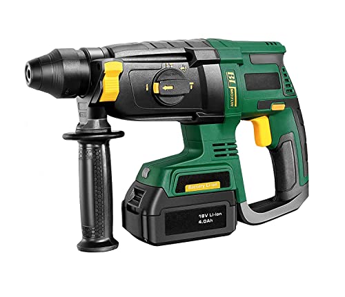 Bohrhammer, 18V Brushless Akku Schlagbohrschrauber mit 4 Ah Li-Ion Akku, 2000RPM 1.7J Schlagenergie, SDS-Plus Bohrfutter…