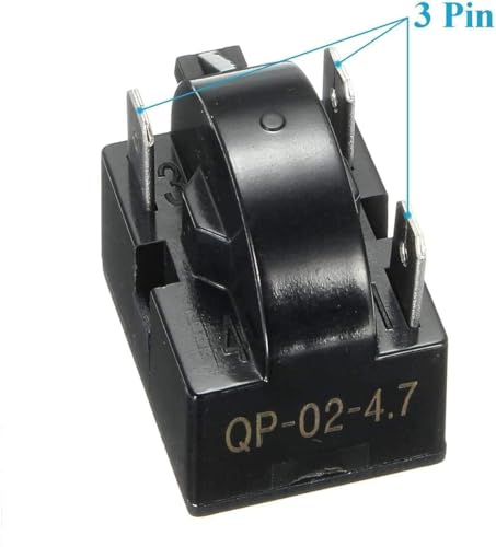 Relé PTC QP-02-4.7 de 3 pines y protector sobrecarga 1/2HP para mini nevera 2