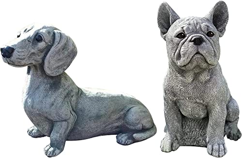 Weida French Bulldog Statue Garden Decor Resin Crafts Dog Lover Gift Sculpture Patio Lawn Courtyard Home Decoration (Color : B) #TOP7