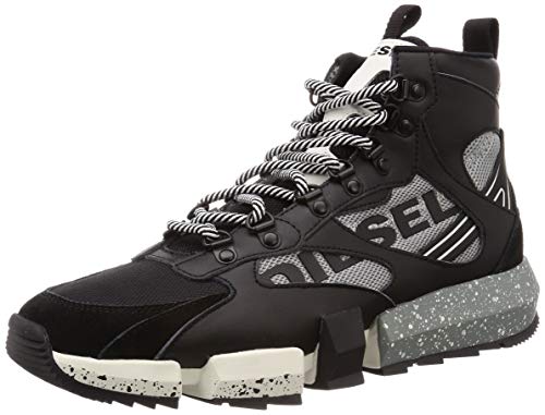 Diesel Men's S-PADOLA Trek-Sneaker mid, Black/High-Rise/Star White, 10.5 M US