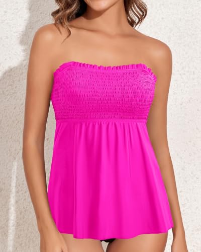 Image of Womens Tankini Swim Tops Bandeau Bathing Suit Top No Bottom