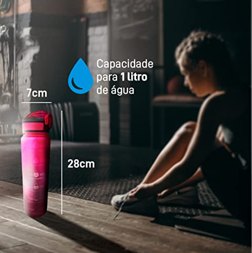 Garrafa De Agua VSSOLO Squeeze 1 Litro Squeeze Motivacional Academia Fitness Tie Dye Colorida Bike Caminhada Esporte (Rosa Claro) 5 41jbG3YbTKL