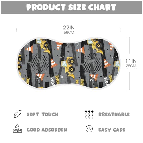 J JOYSAY Tractors Cars Grey Baby Burp Cloths for Boys Girls Large 22''x11'' Cotton 4 Layer Burp Cloths Pack for Infant Drool one sizex22