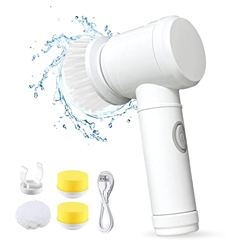 Image of Electric Spin Scrubber with 4 Brush Rechargeable-Bathroom Bathtub Kitchen Scrubber Cleaning Brush -Grout Brush for Cleaning Wall,Tile Floor,Tub,Toilet,Window,Bathroom and Kitchen Stove Cooker