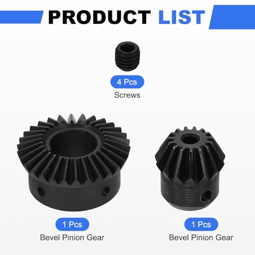 Image of uxcell 2Pcs Tapered Bevel Gears Set, 1.5 Mod 1:2 (15T /30T) Harden Steel Straight Bevel Gear, 90 Degree Steering Motor Gears, (5 /19mm Shaft Hole with Keyway)