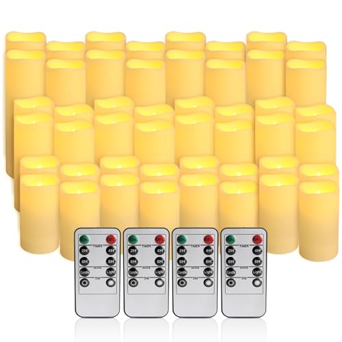 Image of 48 Packs Flameless Led Candles, Battery Candles,Simulate Flame,Waterproof Outdoor Indoor Candles with10-Key Remotes and Cycling 24 Hours Timer for Wedding, Table, Festival,Home Decoration