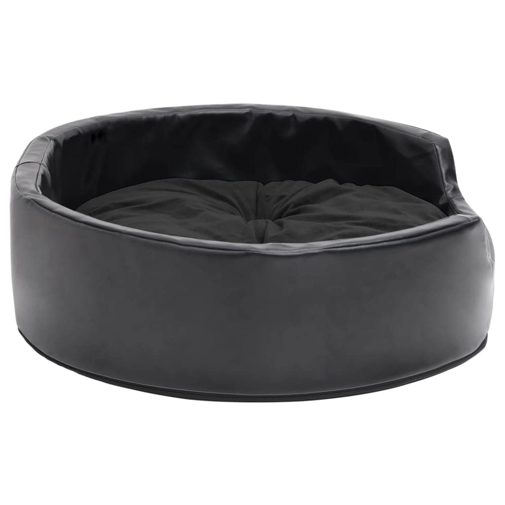 Cuccia per cani nera, 69 x 59 x 19 cm, peluche e ecopelle, cuscino antiscivolo, lavabile, divano delicato sulle articolazioni, ideale per cuccioli, animali domestici, interni ed esterni