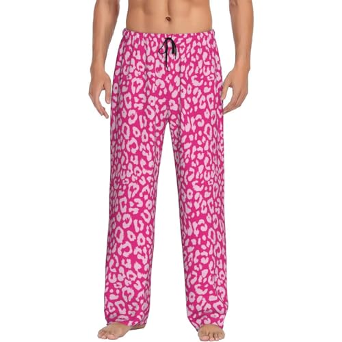 VOSERY Mens Pajama Pants with Pockets, Soft Leopard pink Sleepwear Mens Lounge Pajama Bottoms, Sleep Pants for Men2