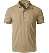 JEMITOP Men's Stretch Knit Slim Fit Polo Shirts Casual Short Sleeve Ribbed Collar Muscle Golf Shirt