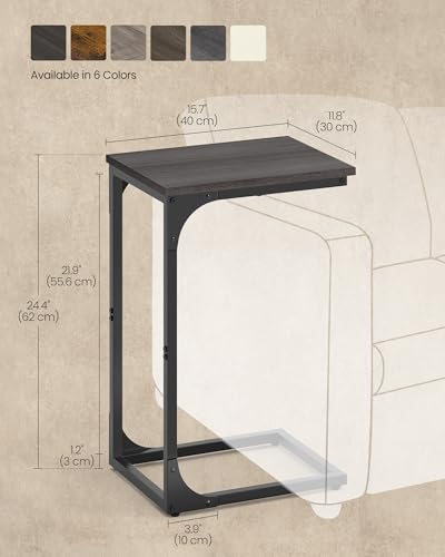 Image of VASAGLE C-Shaped End Table, Small Sofa Side Table with Metal Frame