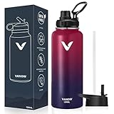 Termo de Acero Inoxidable, Termo de Agua con 2 Tapas, para Agua Fría (24 horas) o Caliente (12 horas), Doble Pared y Tapa...