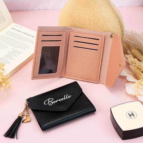 Personalized Women's Leather Card Holder Wallet, Custom Name Patch Card Slot Compact Change Purse, Gifts For Bridesmaids, Memorial Gifts For Girlfriends, Wives3