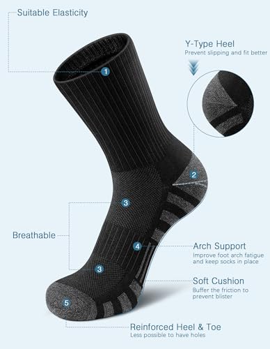 Image of Airacker Athletic Socks Sport Running Calf Socks Performance Cushioned Breathable Crew Socks for Men Women(6 Pairs)